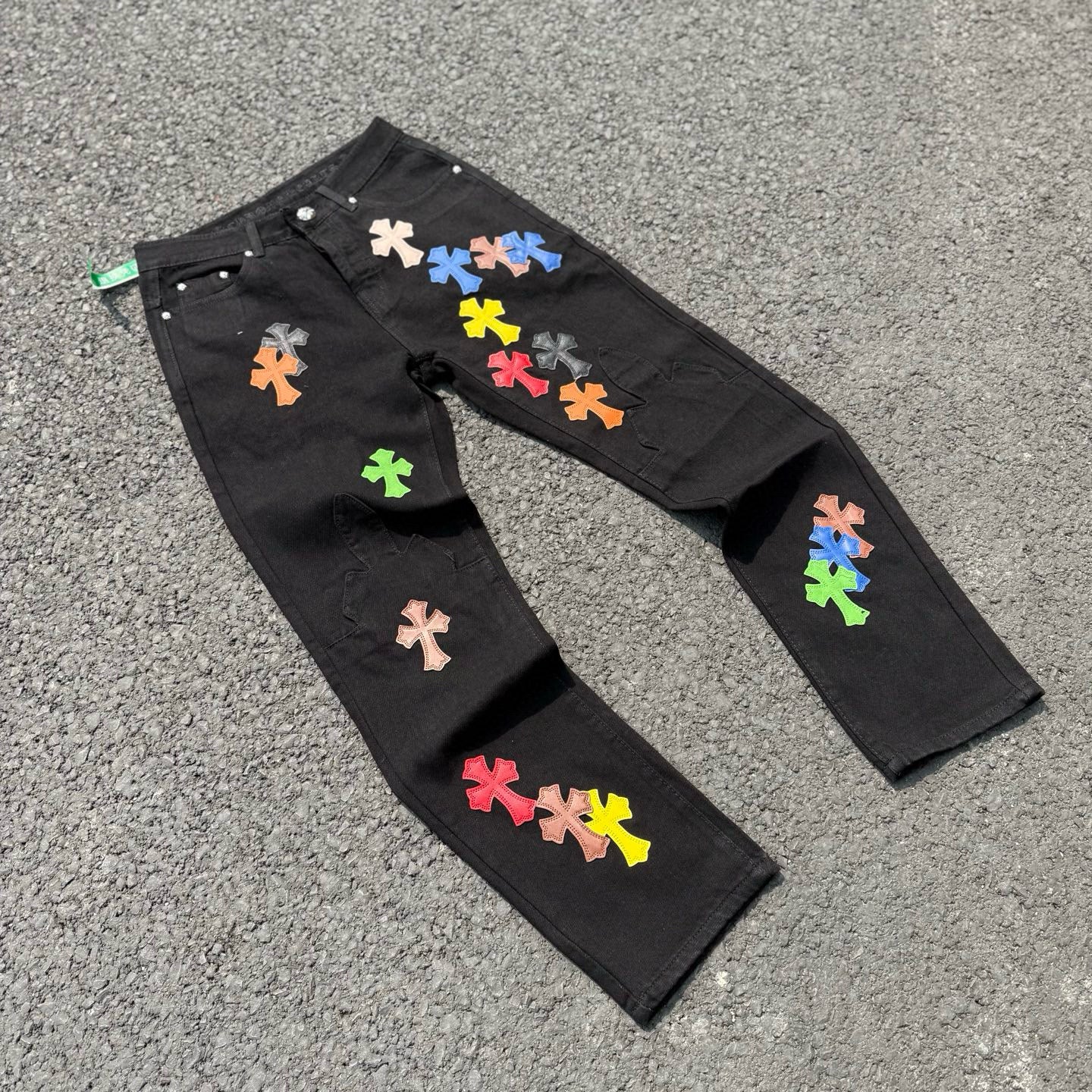 【Chrome Hearts】クロムハーツ カラー＆パッチ フレイムニージーンズ