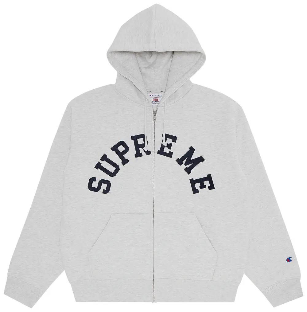 Supreme x Champion Zip Up Hooded Sweatshirt 'Ash Grey'