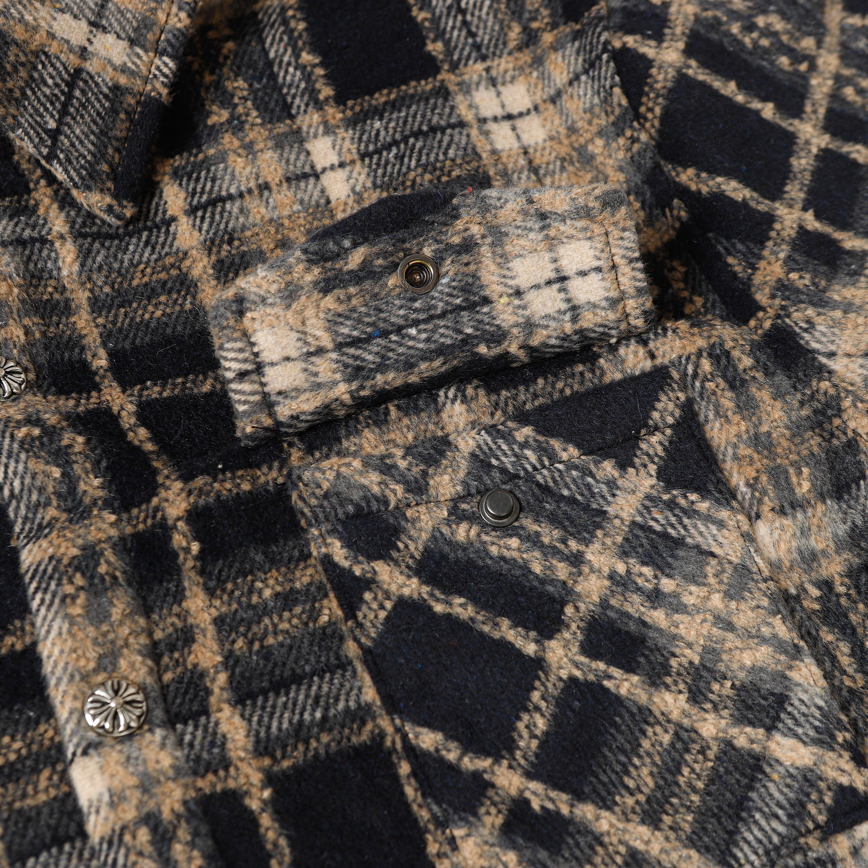 【Chrome Hearts】クロムハーツ 刺繍レザークロスディテール フランネルシャツ Tシャツ