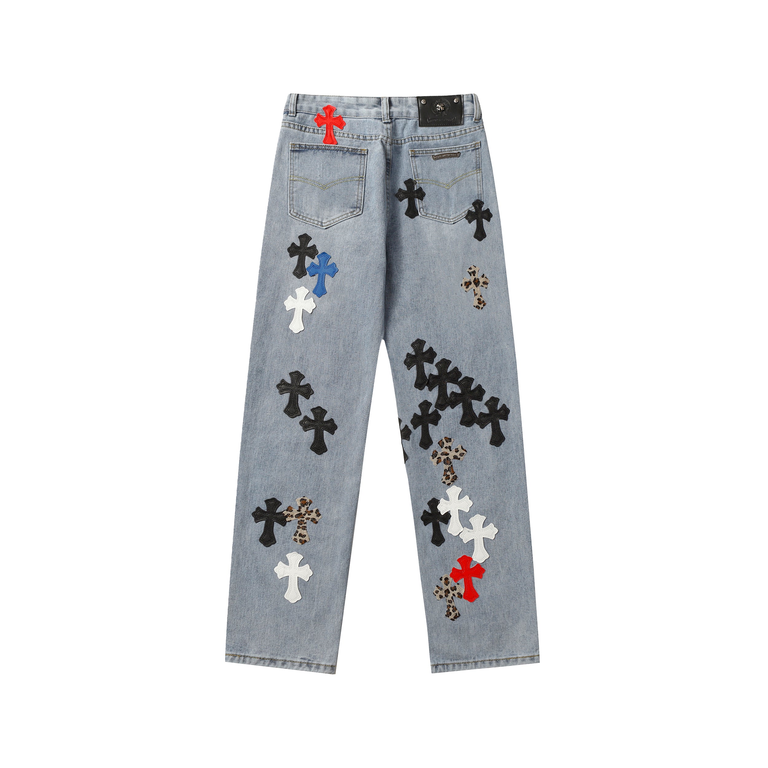 【Chrome Hearts】クロムハーツ クロスレザーパッチジーンズ 9957