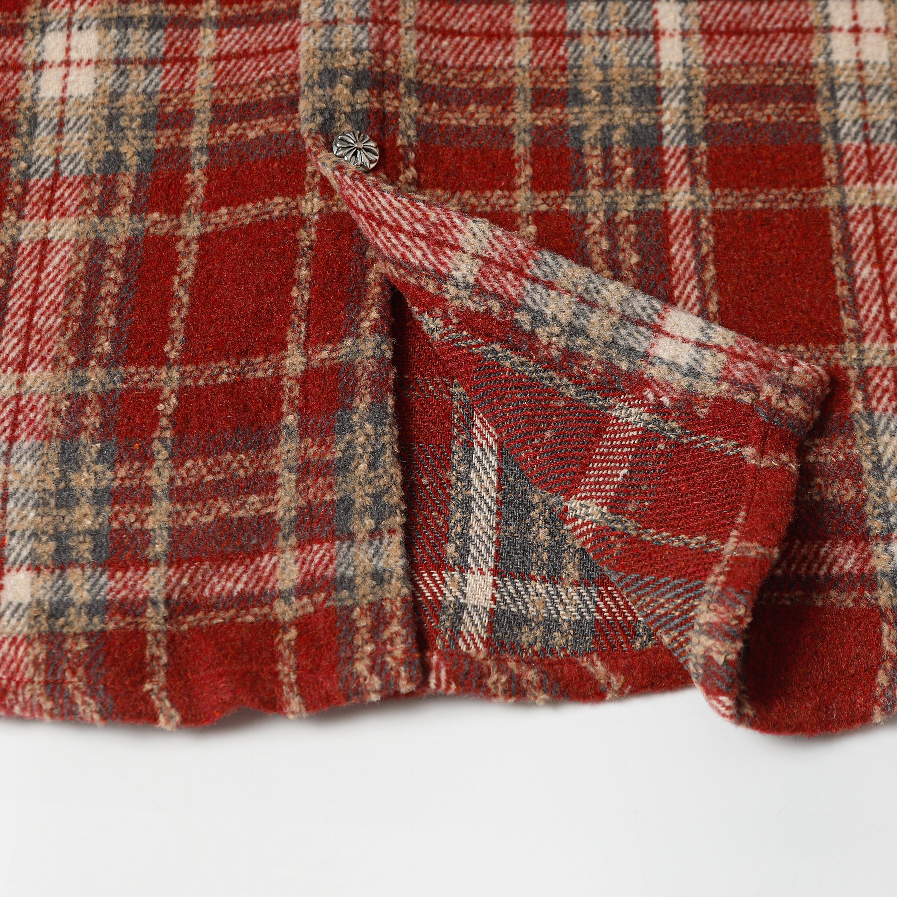 【Chrome Hearts】クロムハーツ 刺繍レザークロスディテール フランネルシャツ Tシャツ