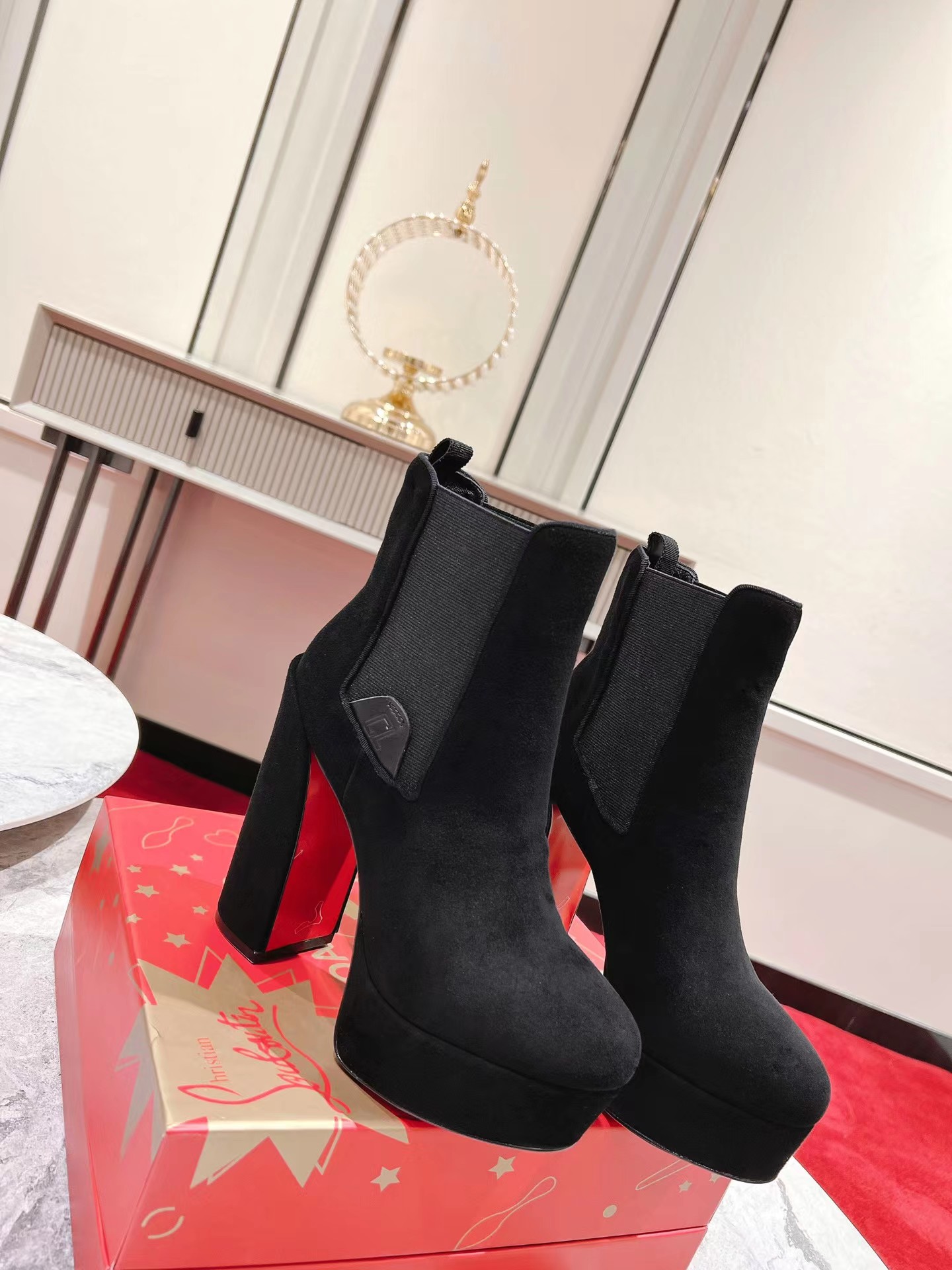 【Christian Louboutin】クリスチャン ルブタン Movidastic 130 mm Low Boots Veau Velours Black-高島屋オンラインストア - 公式