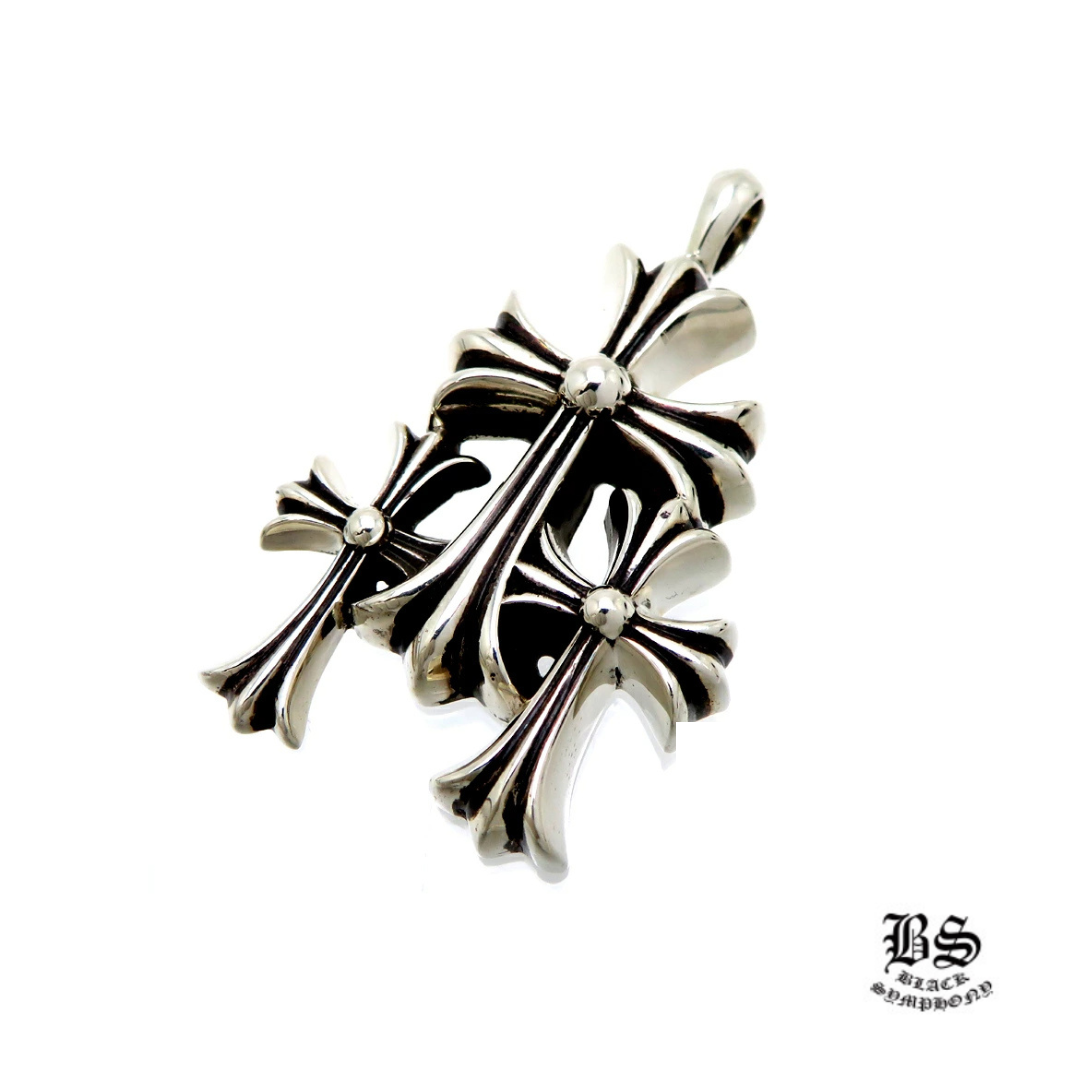 【CHROME HEARTS/クロムハーツ】クロムハーツ SV925 トリプル CH クロス メンズ ペンダントトップ シルバー925