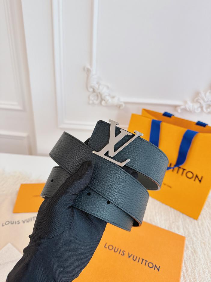 LOUIS VUITTON/ルイ・ヴィトン 4.0cm幅 ブラック＆グレー リシュリュー レザーベルト