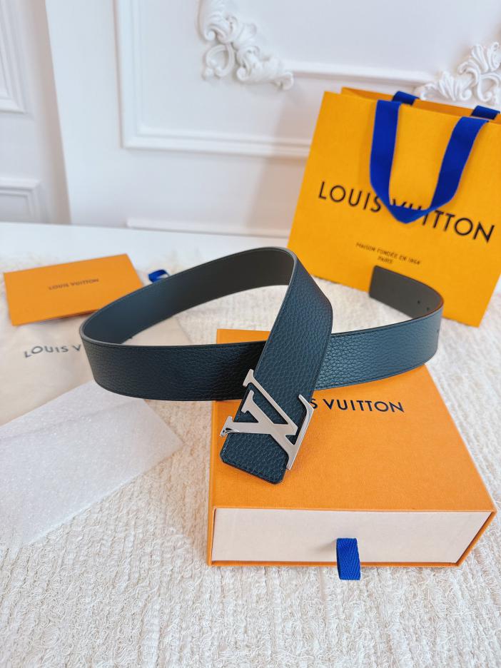 LOUIS VUITTON/ルイ・ヴィトン 4.0cm幅 ブラック＆グレー リシュリュー レザーベルト
