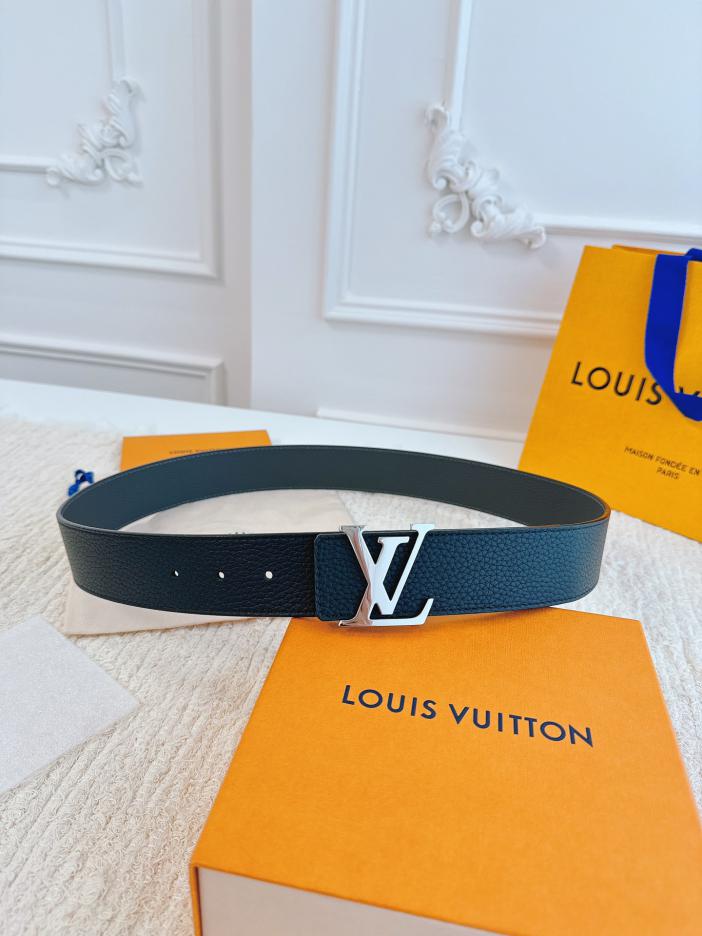 LOUIS VUITTON/ルイ・ヴィトン 4.0cm幅 ブラック＆グレー リシュリュー レザーベルト