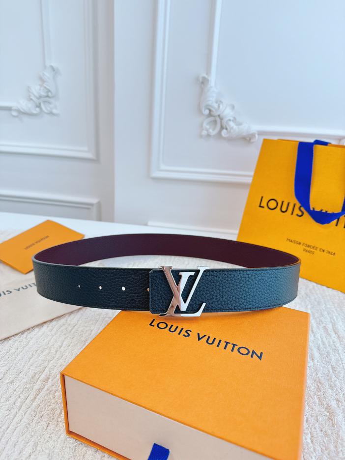 LOUIS VUITTON/ルイ・ヴィトン 4.0cm幅 ブラック/ボルドー リシュリューレザー ベルト