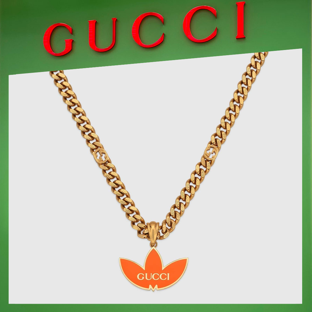 【高品質】【国内発送/直営店】adidas x Gucci トレフォイル ペンダント付き ゴルメットネックレス-高島屋オンラインストア - 公式