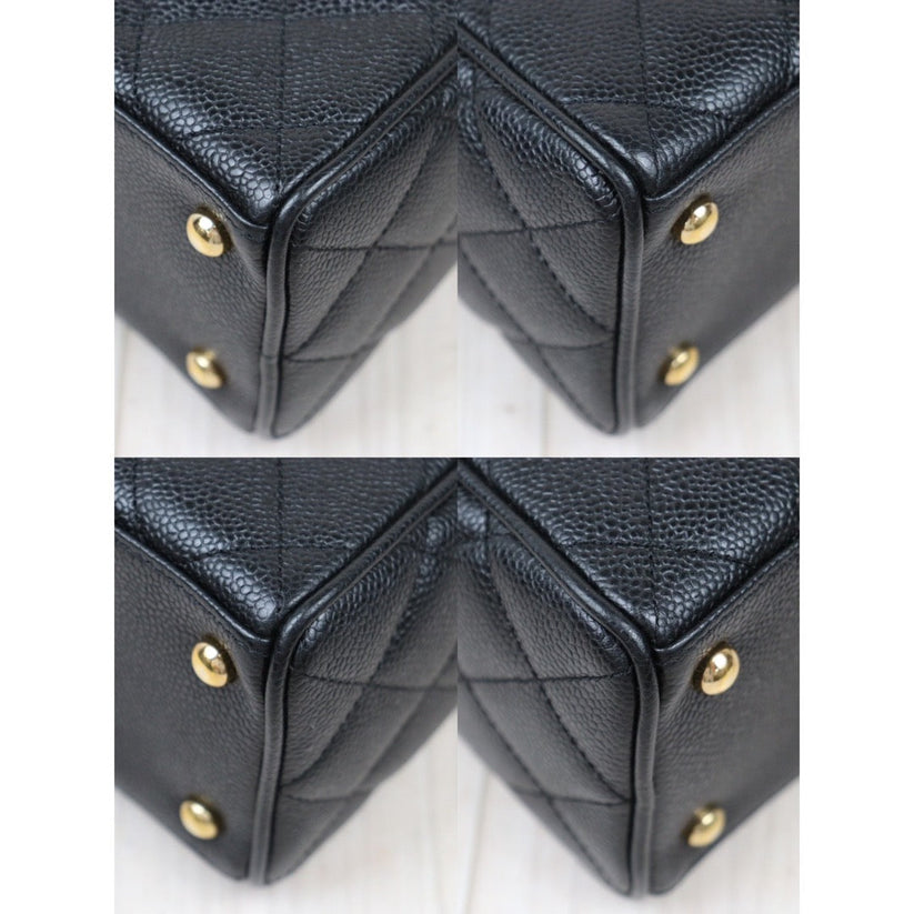 CHANEL シャネル ミニボストンバッグ  キャビアスキン 　ピンク ブラック 