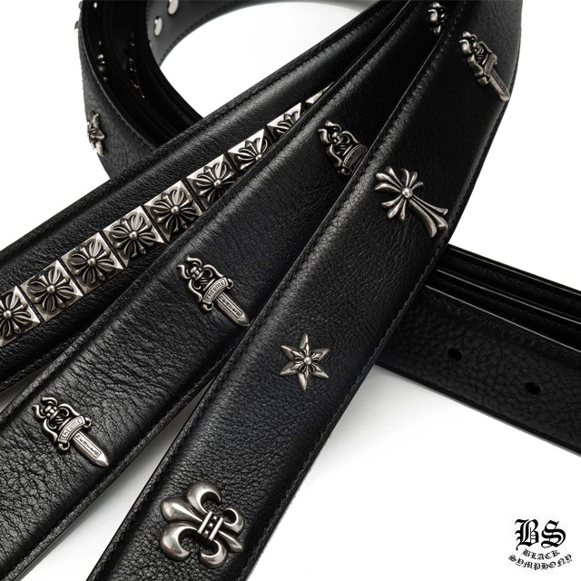 クロムハーツ プレーン レザー 1.5 ベルト ホースシュー リベット（バックルなし）