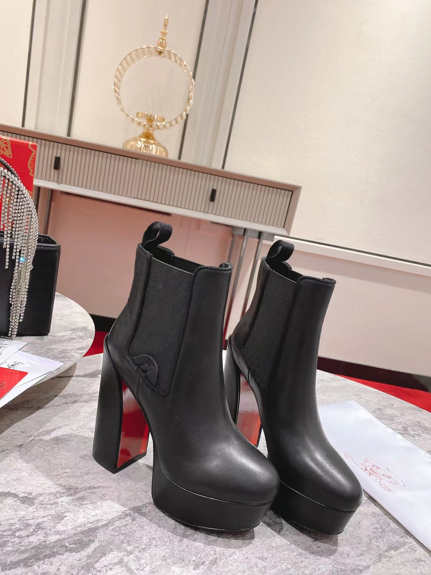 【Christian Louboutin】クリスチャン ルブタン Movidastic 130 mm Low Boots Calf Leather Black-高島屋オンラインストア - 公式