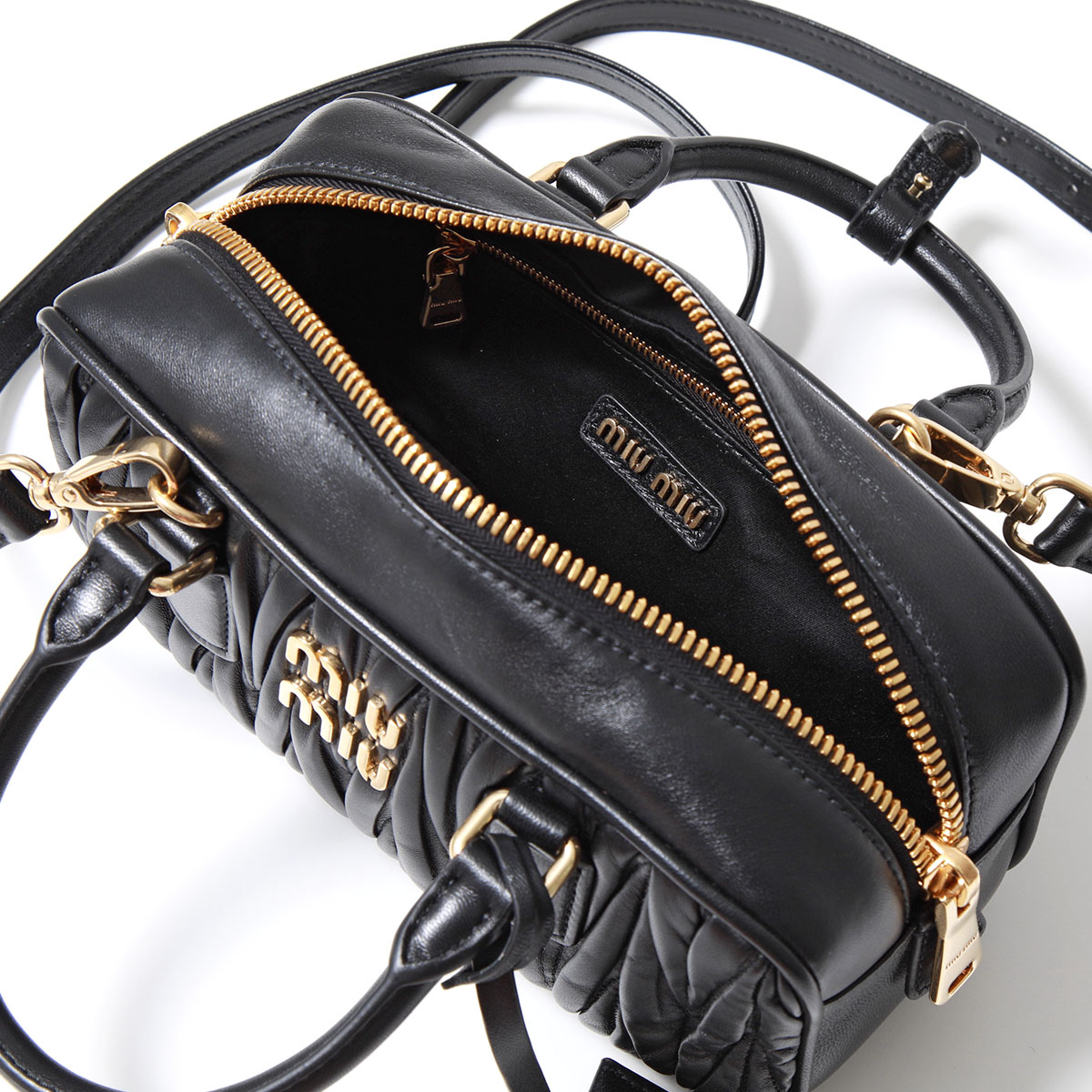 MIUMIU (ミュウミュウ)  新作 ショルダーバッグ アルカディ MATELASSE マテラッセ 5BB142 N88 レディース レザー ハンドバッグ 鞄 F0002/NERO