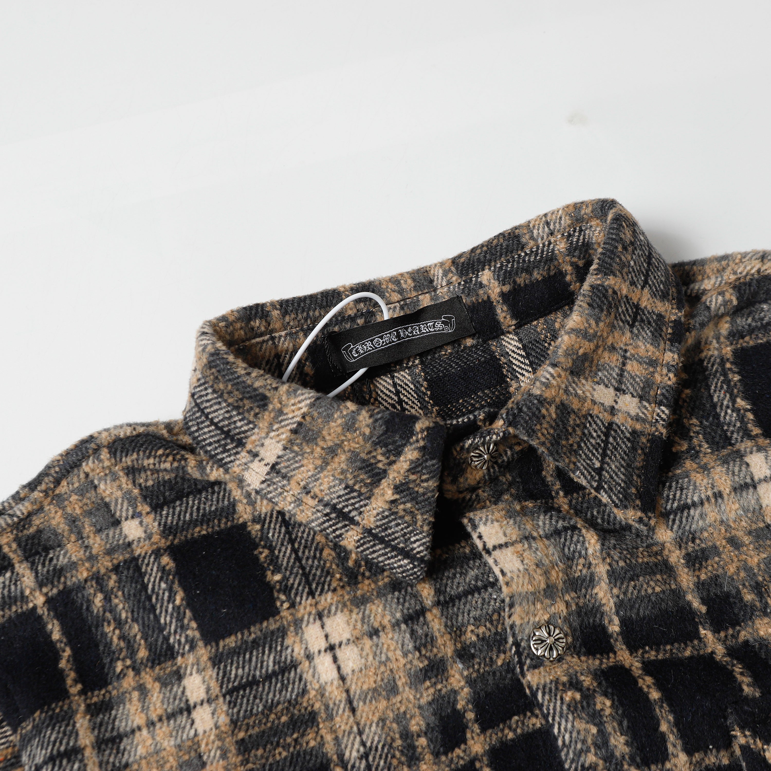 【Chrome Hearts】クロムハーツ 刺繍レザークロスディテール フランネルシャツ Tシャツ