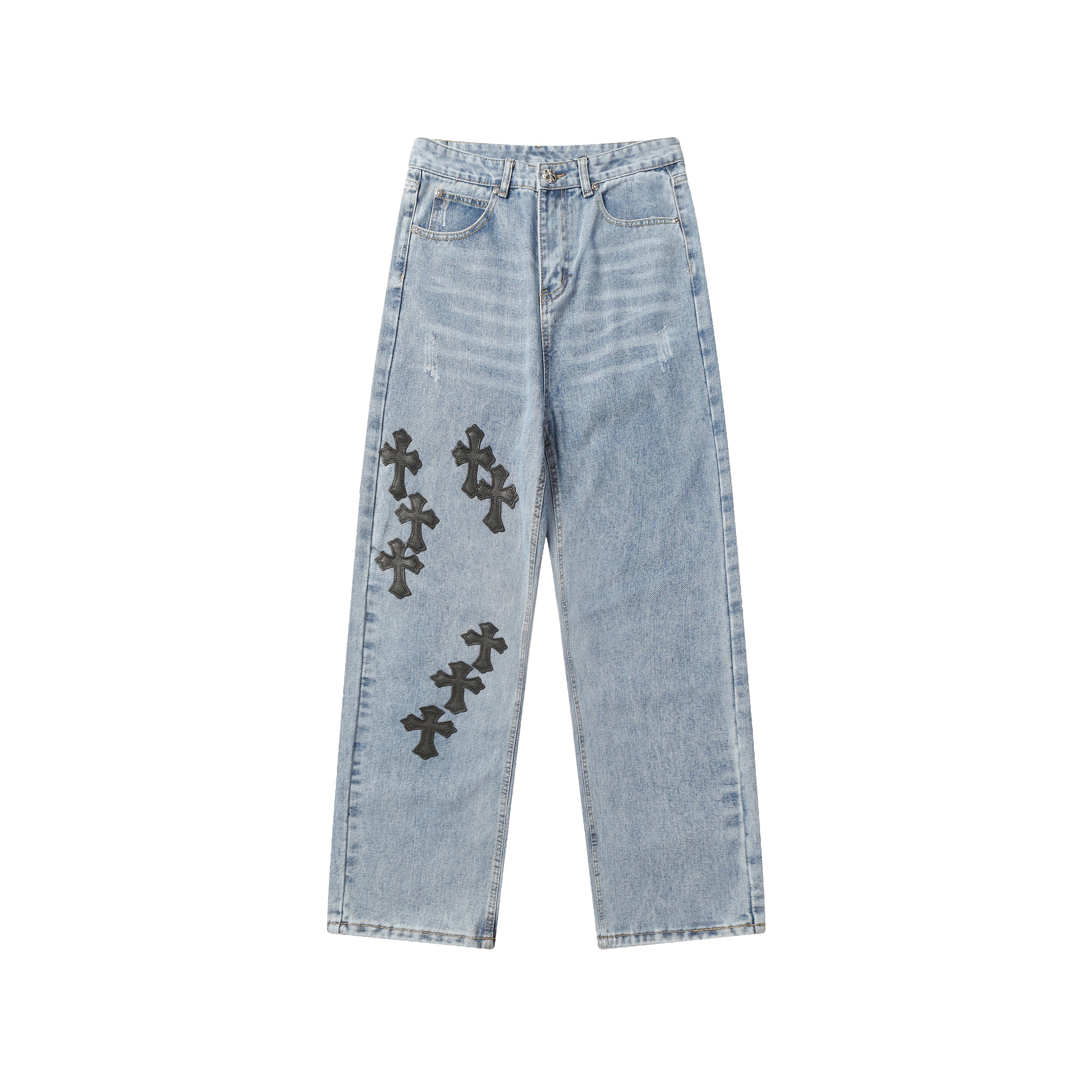 【Chrome Hearts】クロムハーツ クロス レザーパッチ ジーンズ 9961