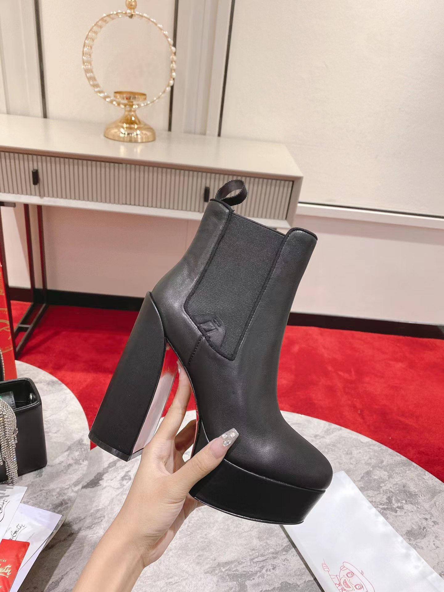 【Christian Louboutin】クリスチャン ルブタン Movidastic 130 mm Low Boots Calf Leather Black-高島屋オンラインストア - 公式