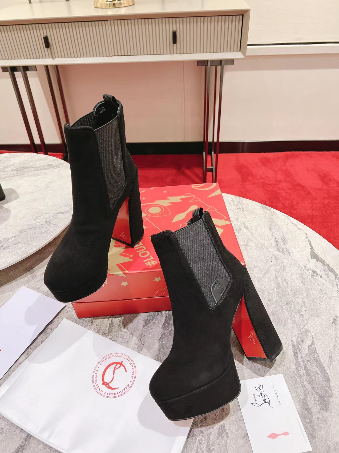 【Christian Louboutin】クリスチャン ルブタン Movidastic 130 mm Low Boots Veau Velours Black-高島屋オンラインストア - 公式