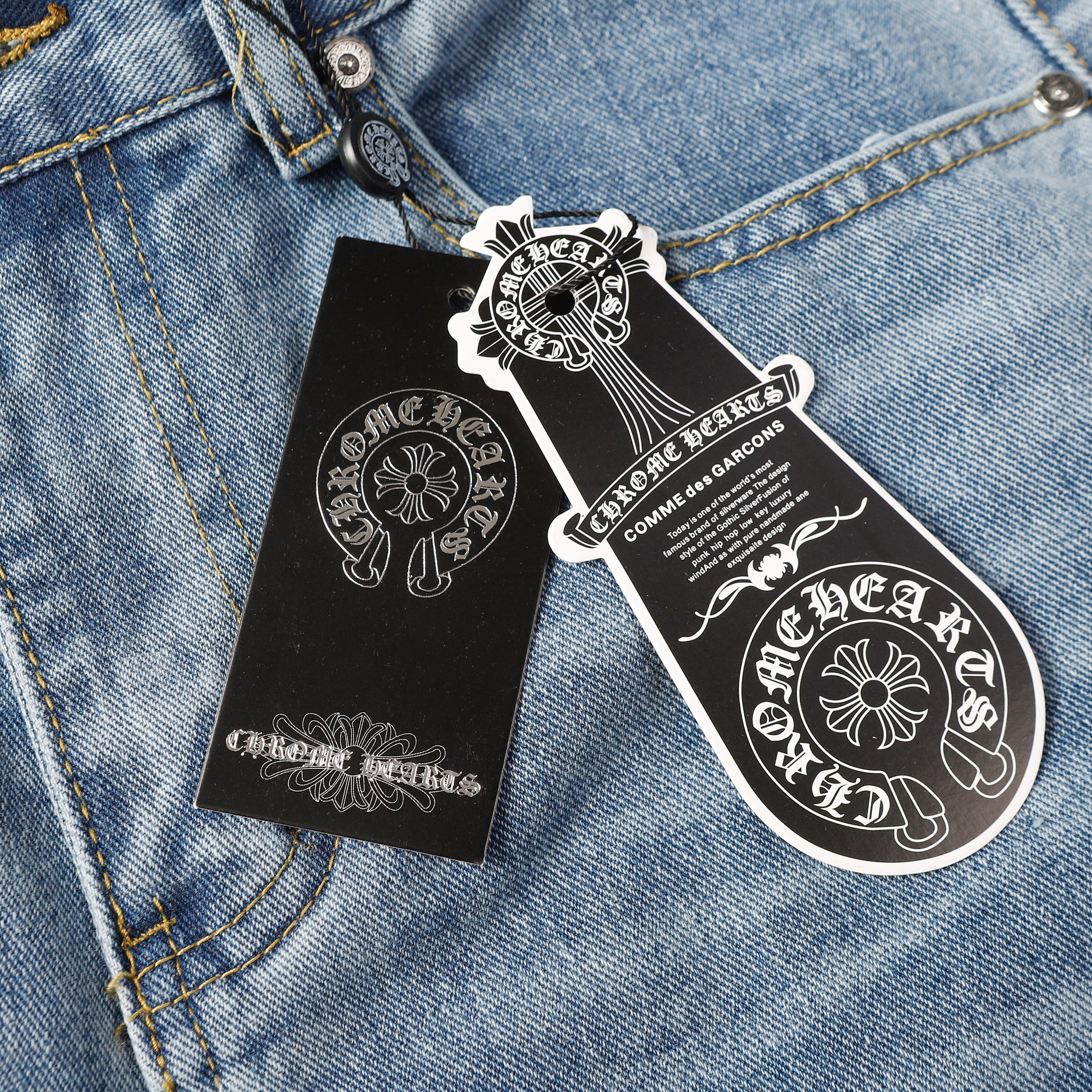 【Chrome Hearts】クロムハーツ クロス レザーパッチ ジーンズ 9961