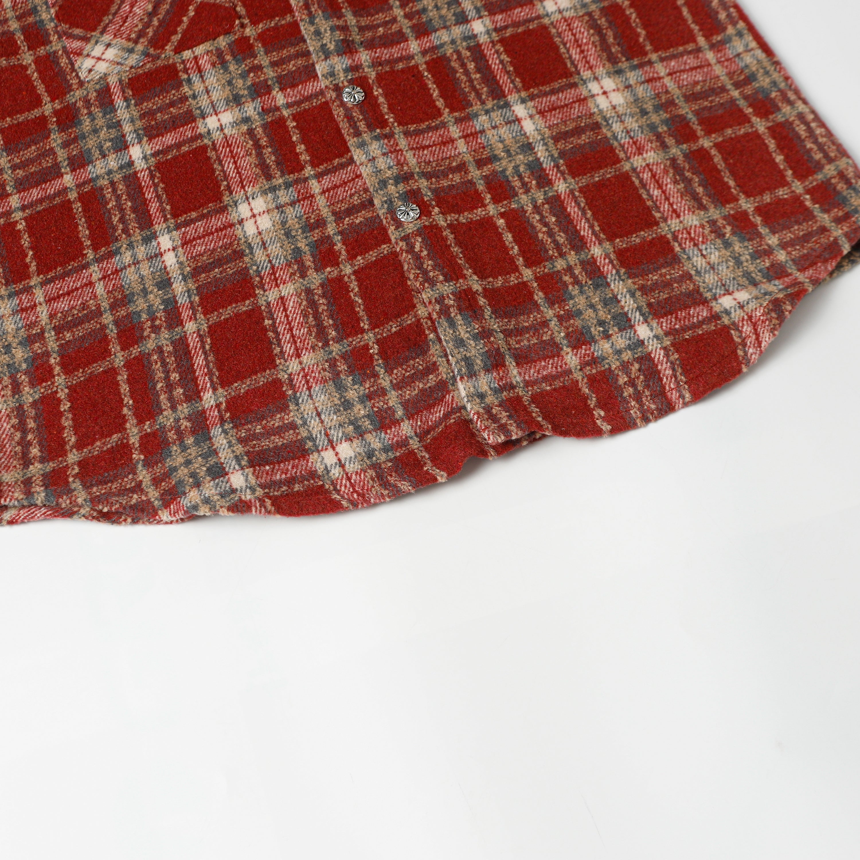 【Chrome Hearts】クロムハーツ 刺繍レザークロスディテール フランネルシャツ Tシャツ