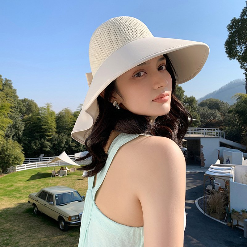  女性うなじまで守る日よけハット