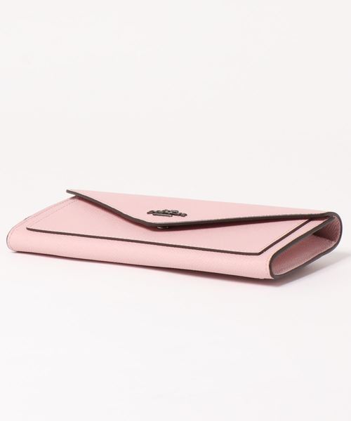  COACH コーチ 長財布 ラグジュアリー クロスグレーン レザー トラベル エンベロープ ウォレット （ストラップ付き） アウトレット品