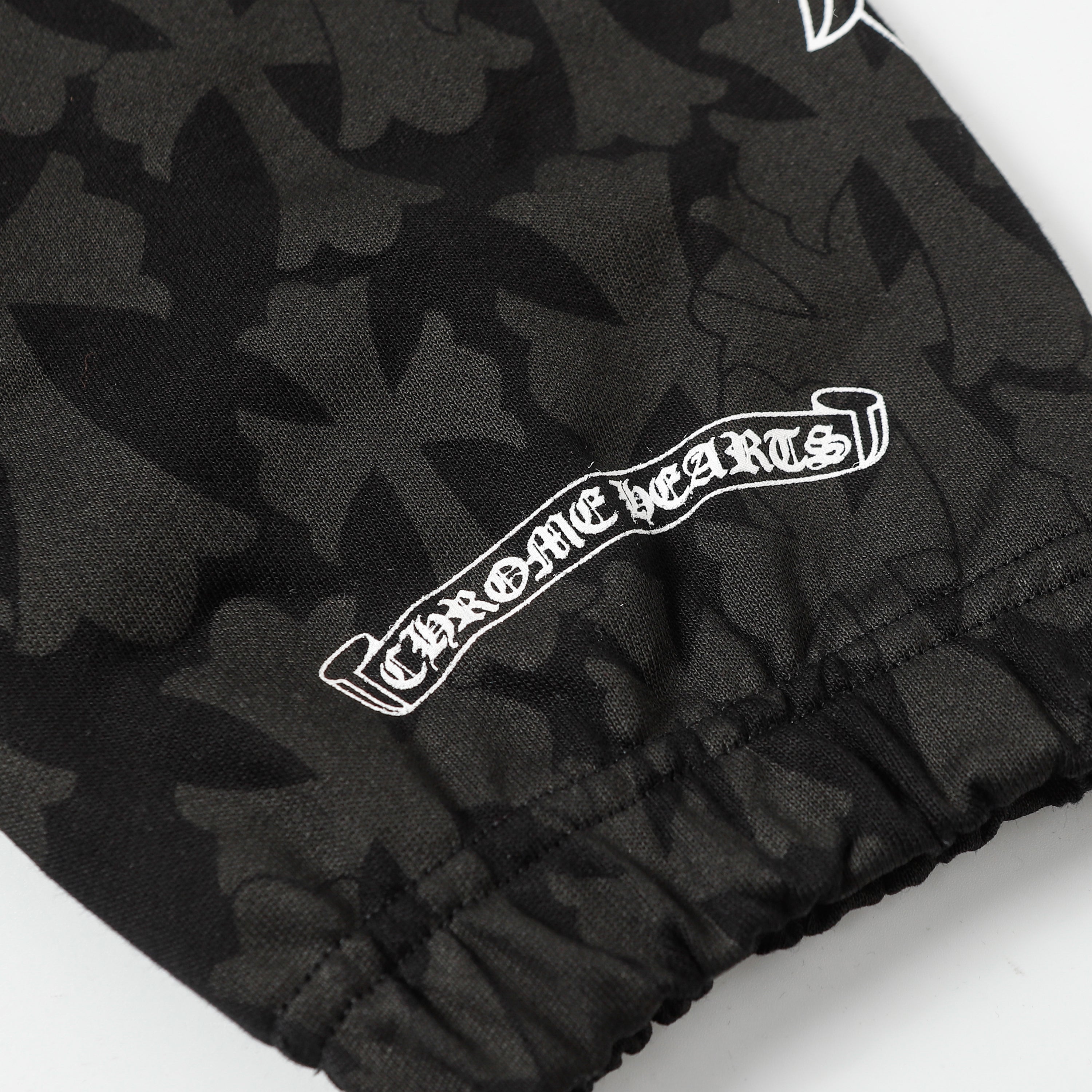 【Chrome Hearts】クロムハーツ ブラック トーナルモノグラム ホースシューロゴ ジョガーパンツ 1021