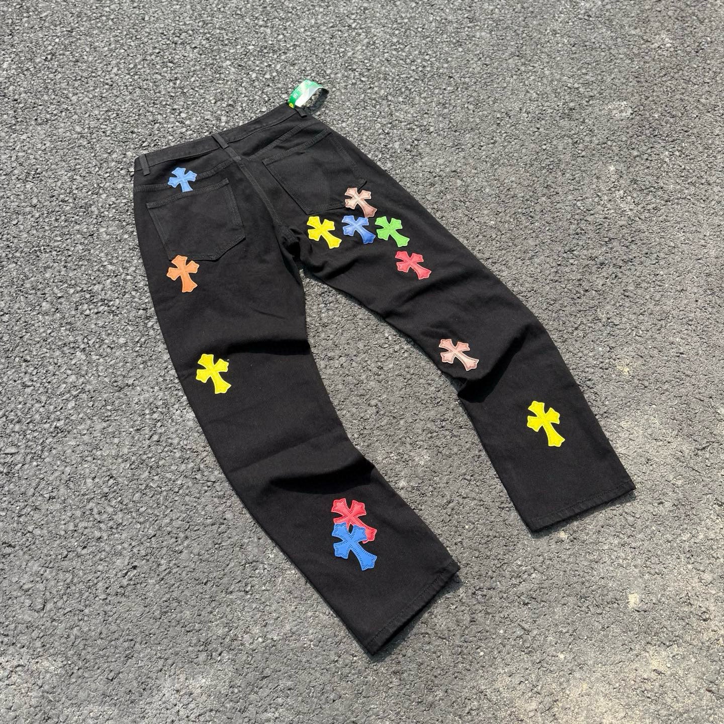 【Chrome Hearts】クロムハーツ カラー＆パッチ フレイムニージーンズ