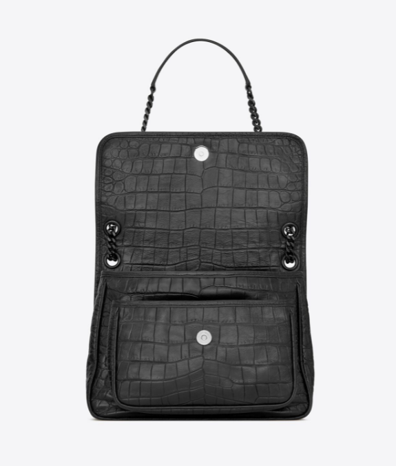Sainr Laurent サンローラン NIKIミディアムソフトクロコダイルエンボスレザーハンドバッグ