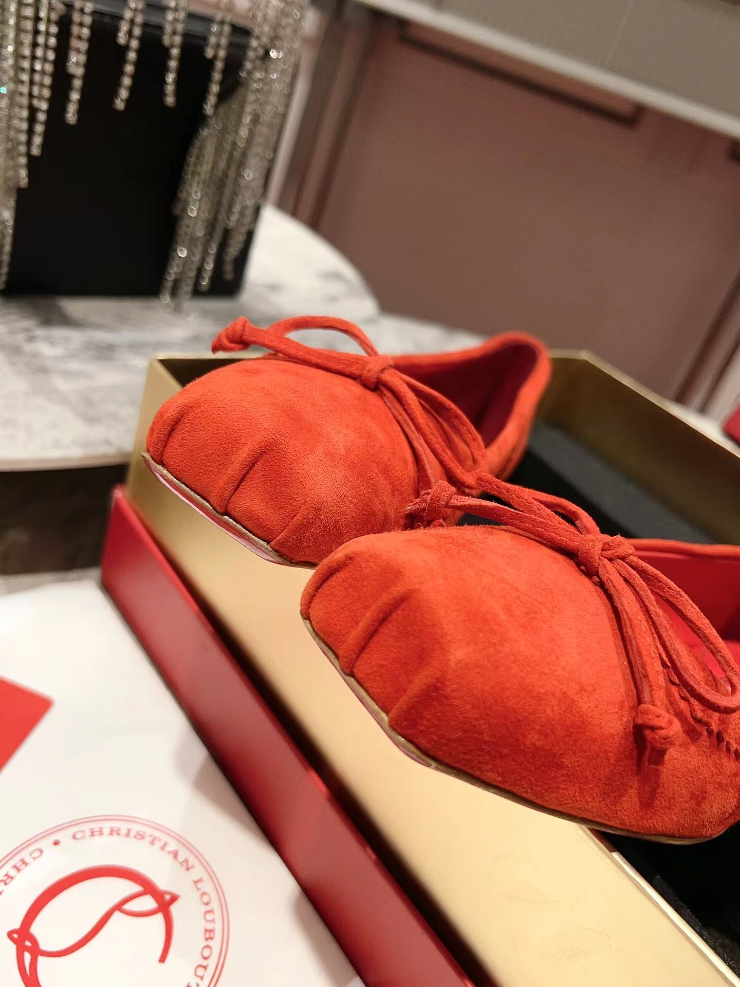 【Christian Louboutin】クリスチャン ルブタン Mamadrague Ballerinas Veau Velours Red-高島屋オンラインストア - 公式