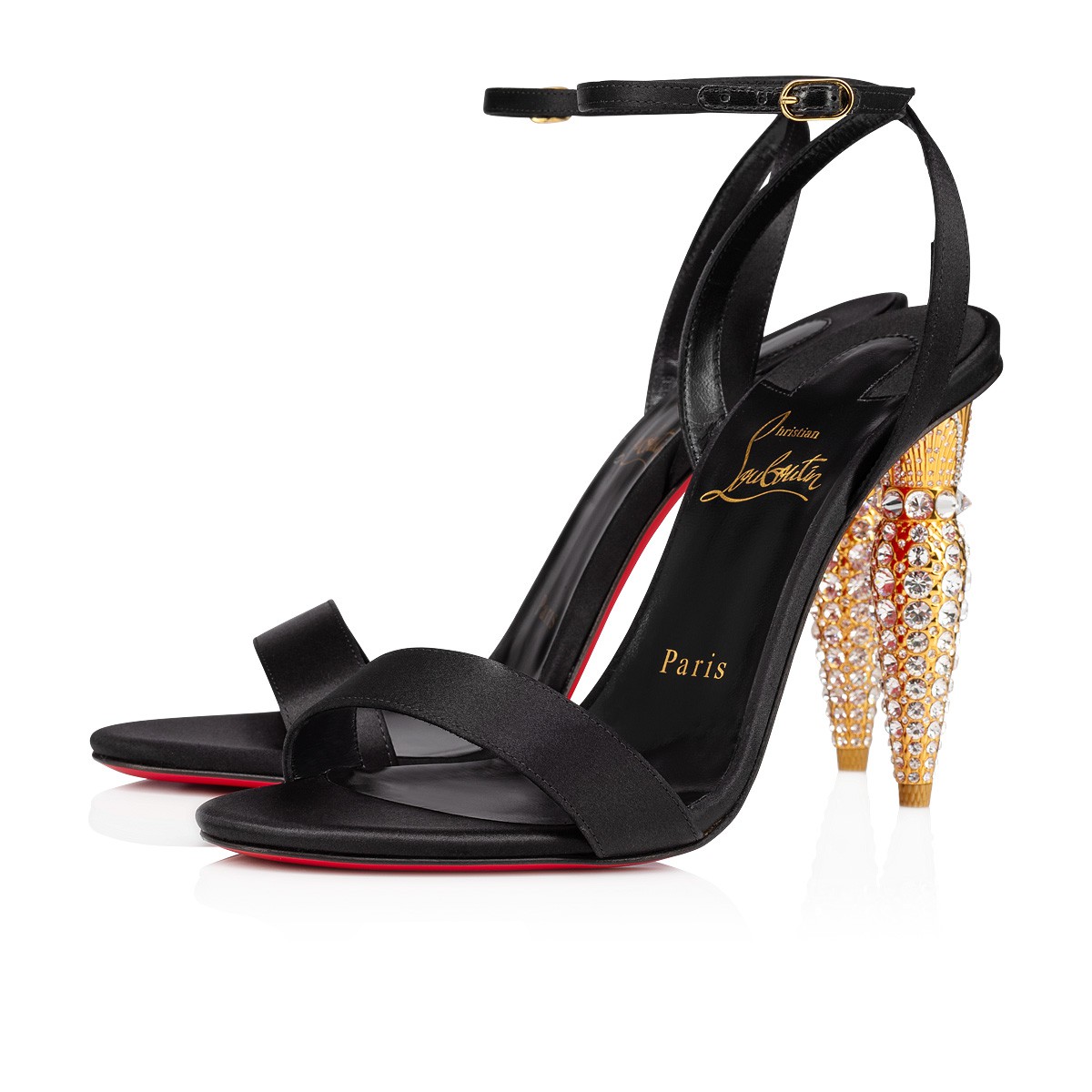 【Christian Louboutin】クリスチャン ルブタン Lipgloss Queen 100 mm Black Satin Sandals-高島屋オンラインストア - 公式