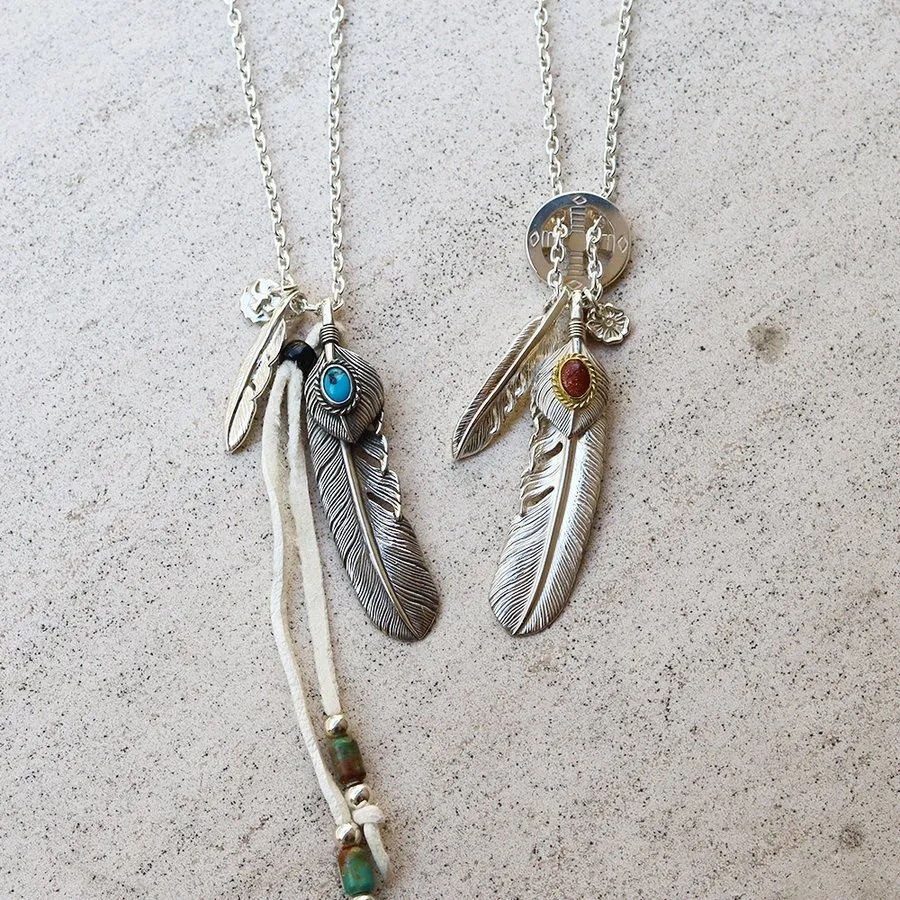 【国内発送/直営店】1点物 オリジナルカスタム1 タディアンドキング goro's ゴローズ魂継承 フェザー ネックレス メンズ シルバー925 ペンダントトップ ネックレス メンズ