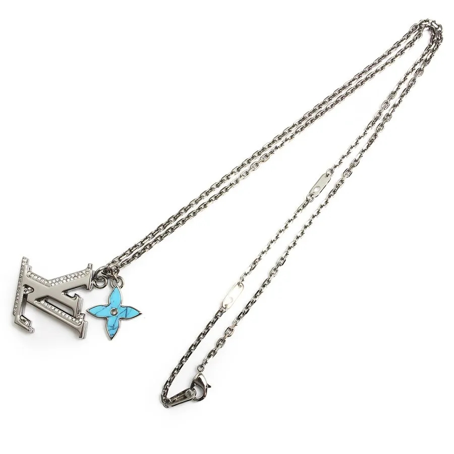 【国内発送/直営店】ネックレス ペンダント LVイニシャル クリスタル フラワー ターコイズ M80208 箱付