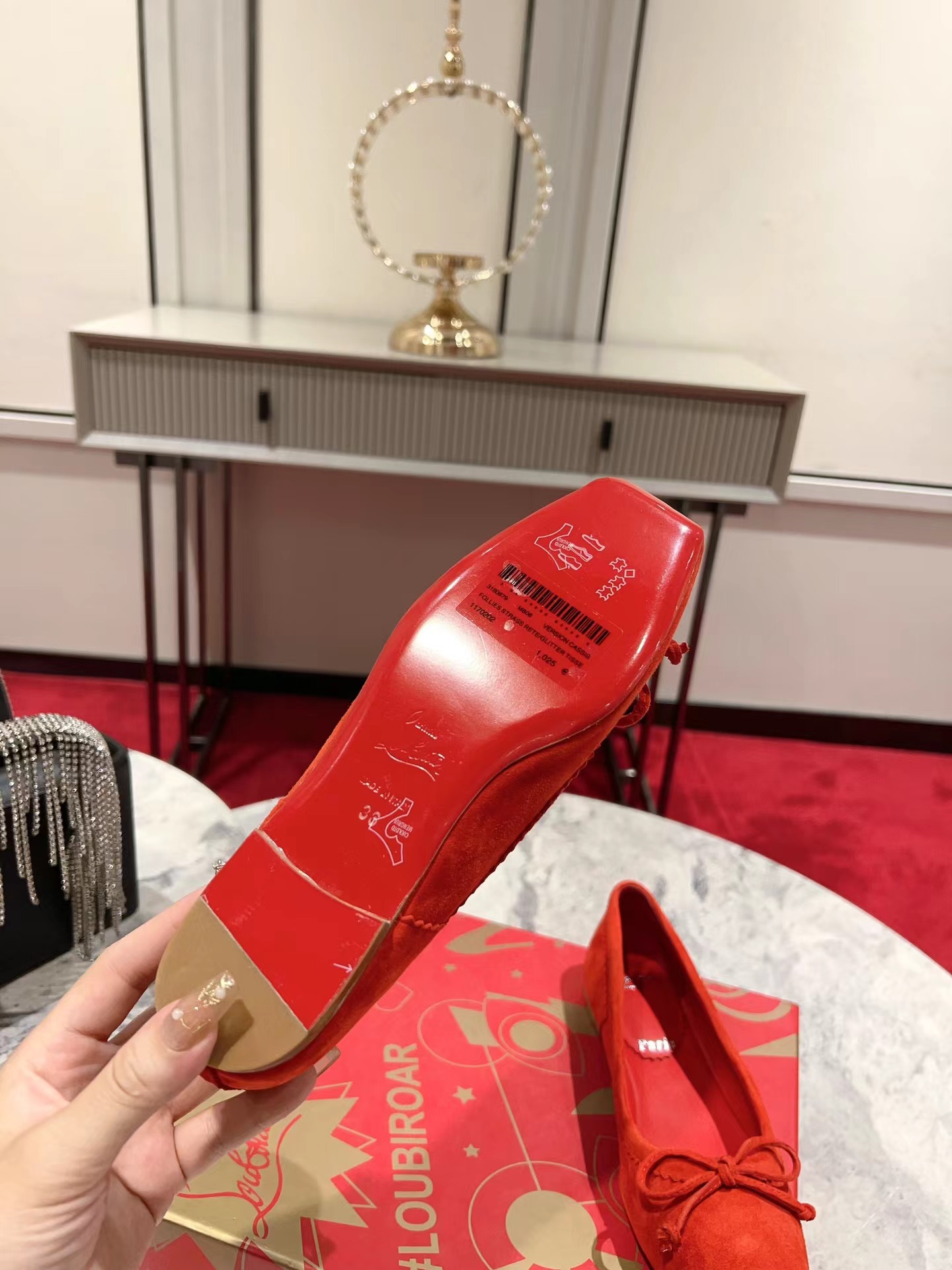 【Christian Louboutin】クリスチャン ルブタン Mamadrague Ballerinas Veau Velours Red-高島屋オンラインストア - 公式