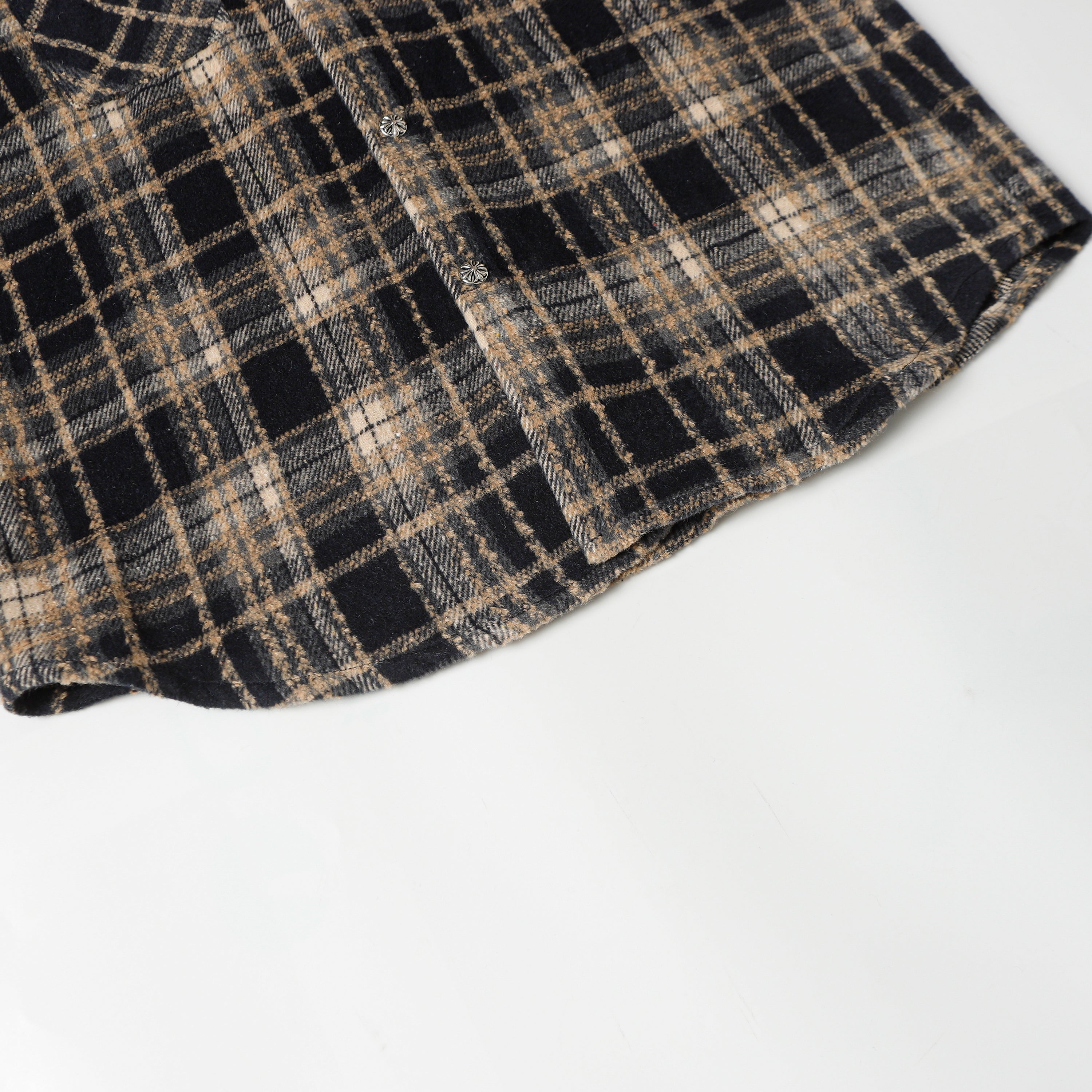 【Chrome Hearts】クロムハーツ 刺繍レザークロスディテール フランネルシャツ Tシャツ