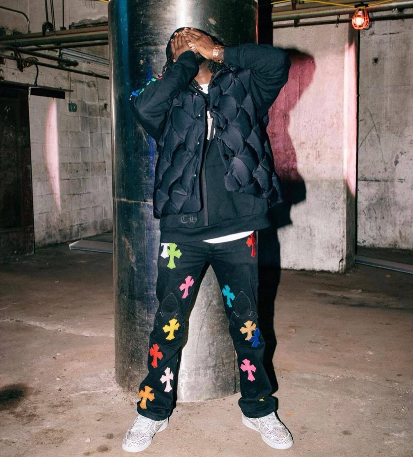 【Chrome Hearts】クロムハーツ カラー＆パッチ フレイムニージーンズ