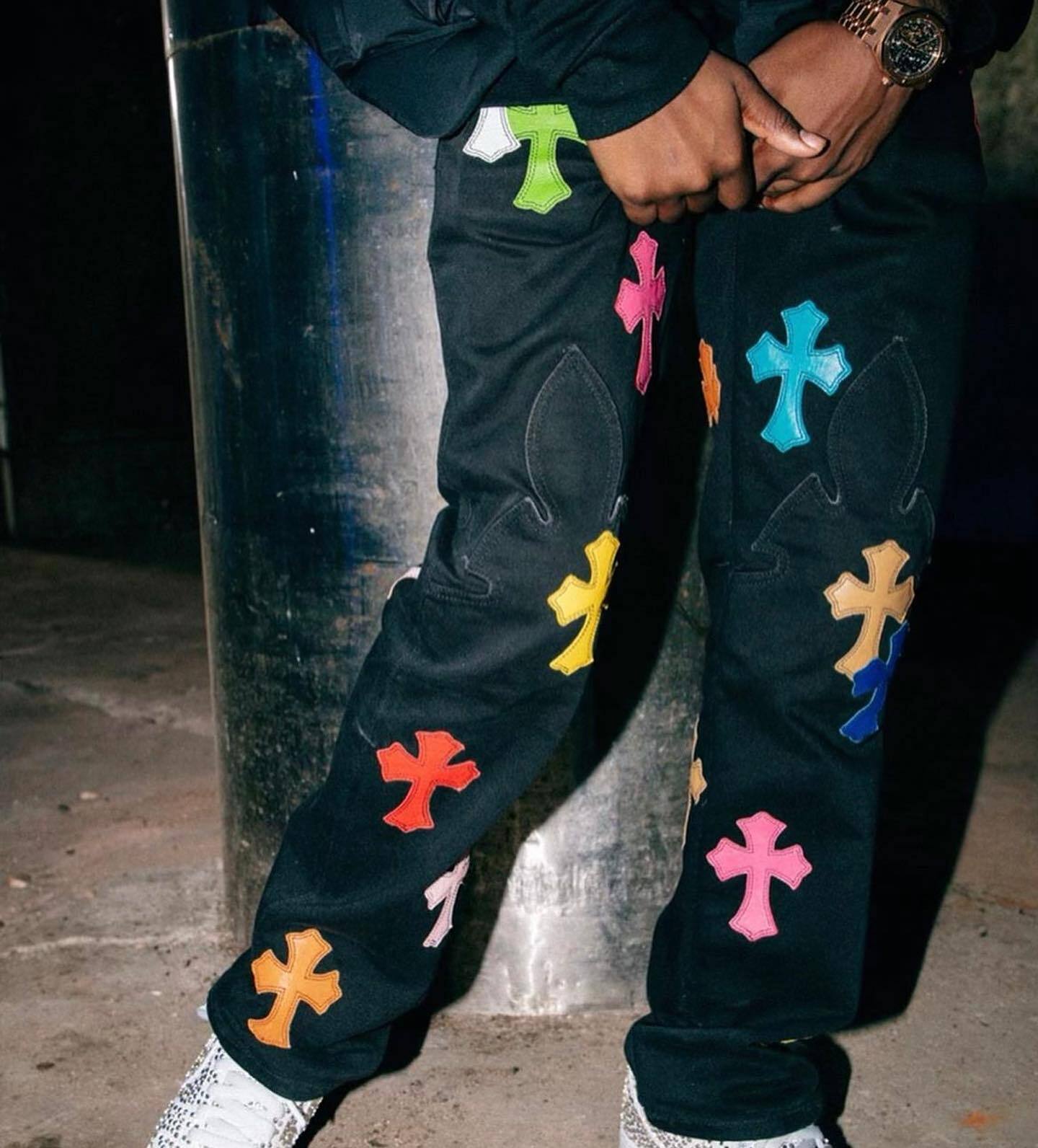 【Chrome Hearts】クロムハーツ カラー＆パッチ フレイムニージーンズ