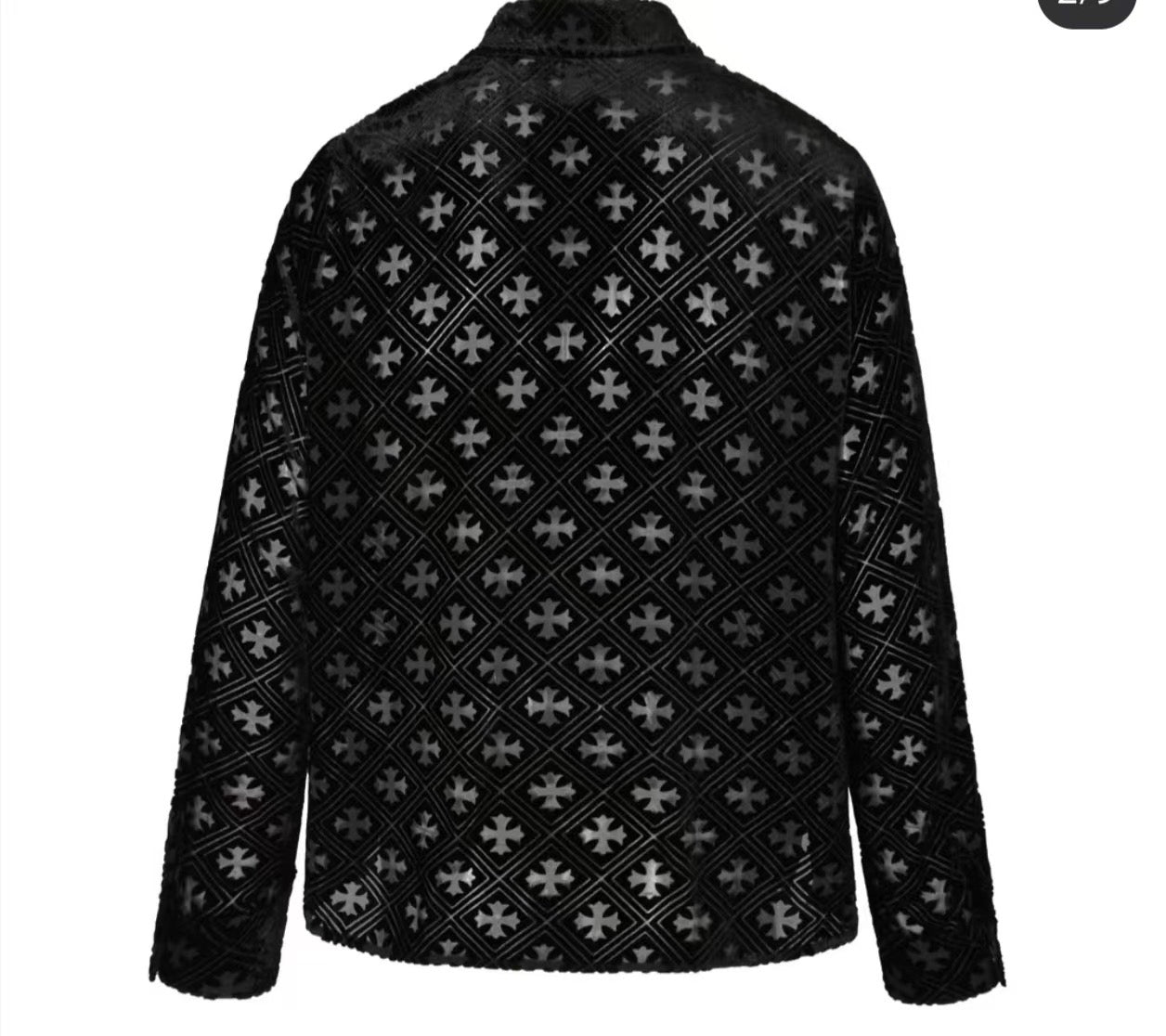 【Chrome Hearts】クロムハーツ クロス ブラックベルベット Tシャツ