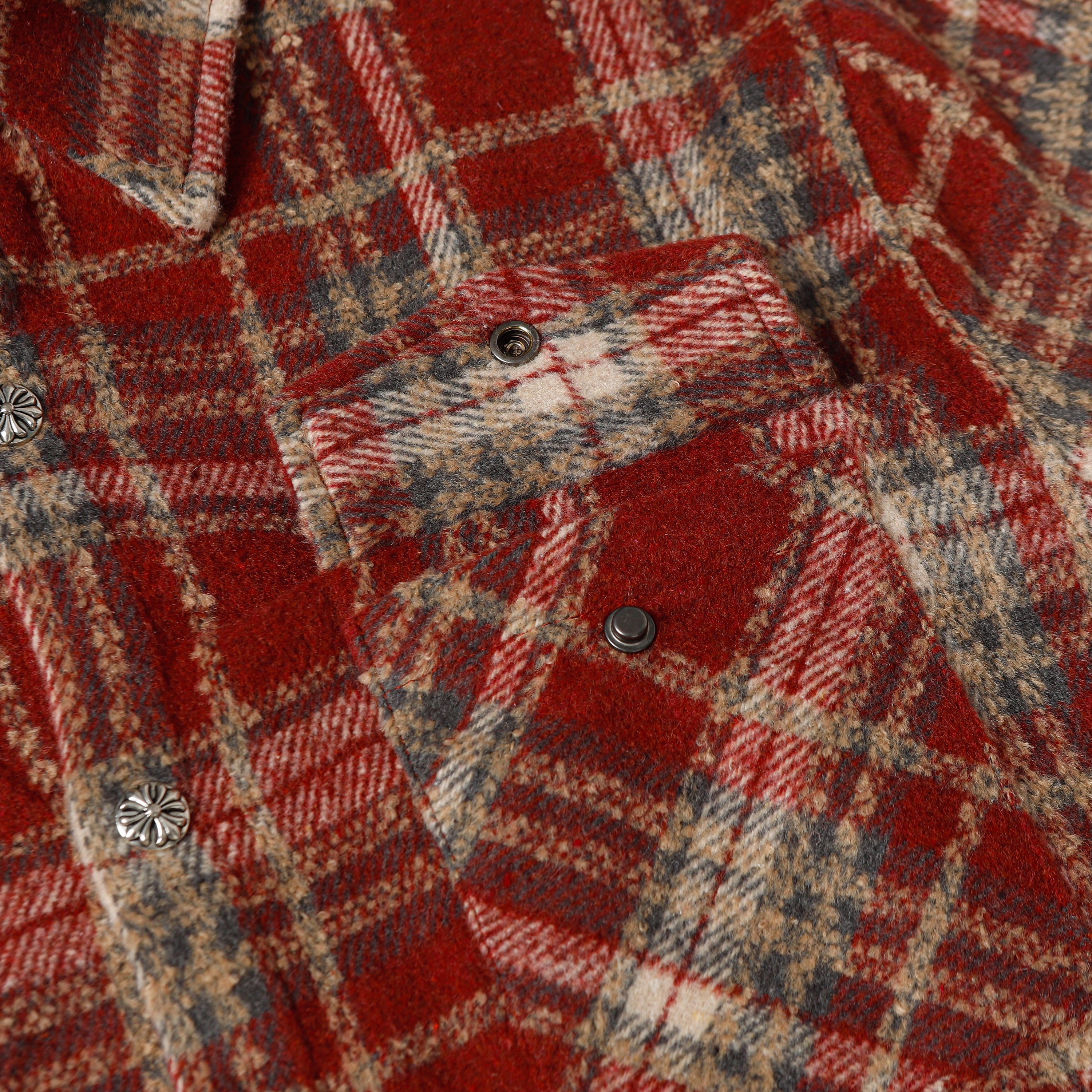 【Chrome Hearts】クロムハーツ 刺繍レザークロスディテール フランネルシャツ Tシャツ