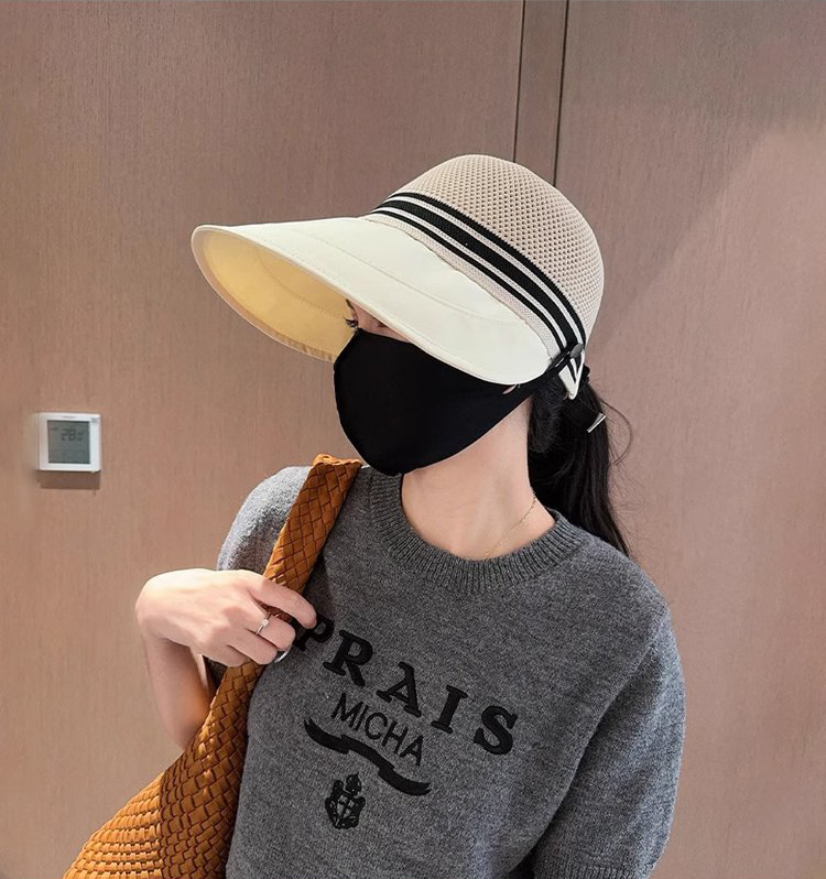 【マスクが掛けられる】おしゃれ速乾通気つば広日よけキャップレディース