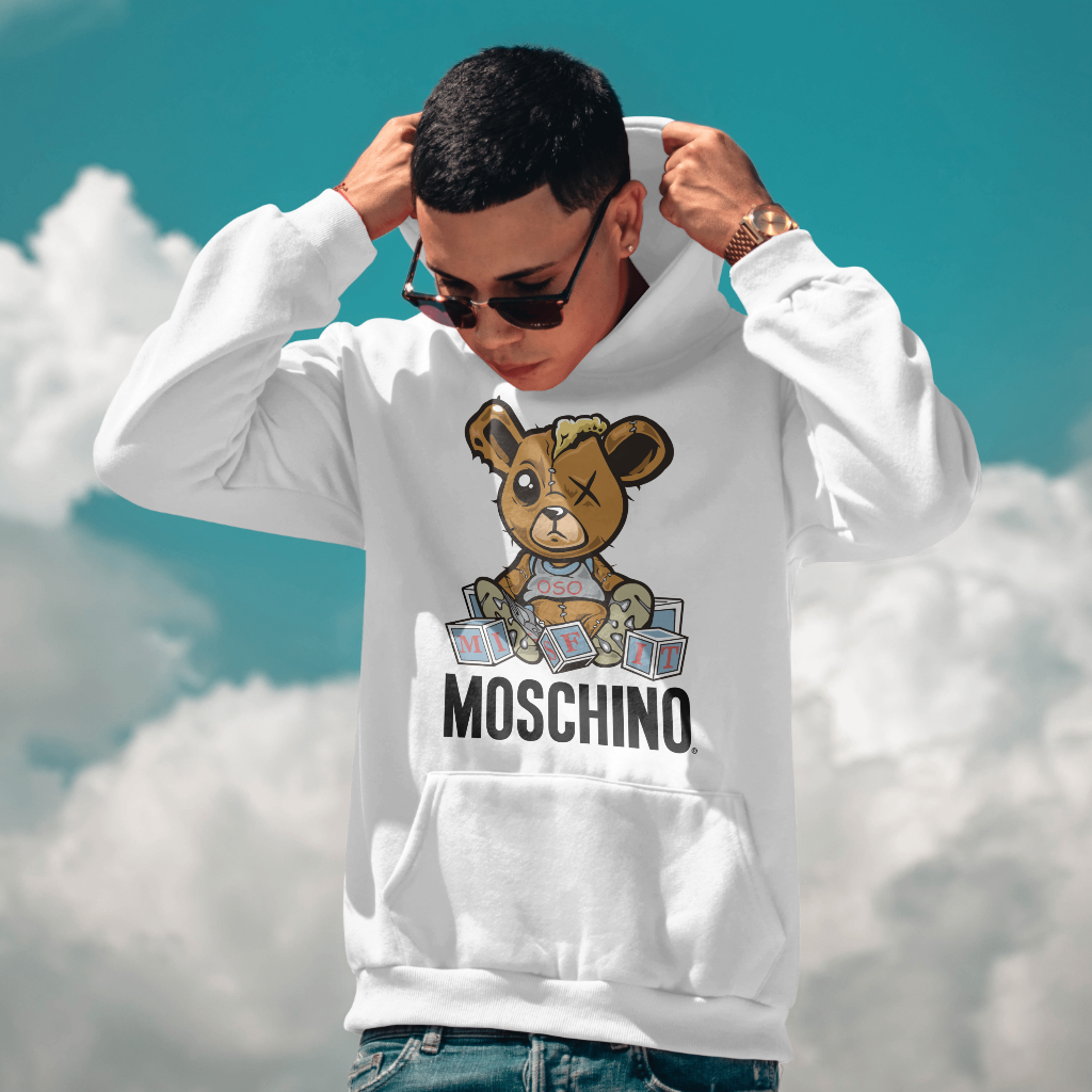 MOSCHINOスウェット クル パーカー プリント  綿　男女兼用