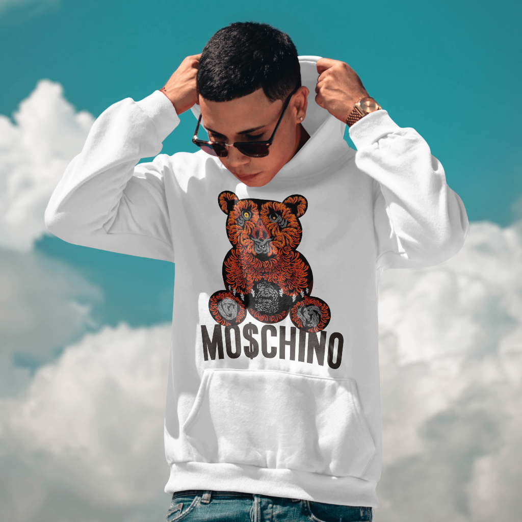 MOSCHINOスウェット クル パーカー プリント  綿　男女兼用