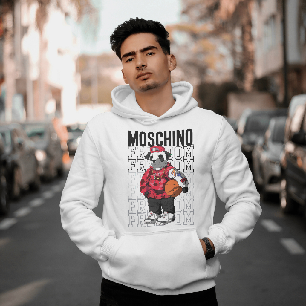 MOSCHINOスウェット クル パーカー プリント  綿　男女兼用