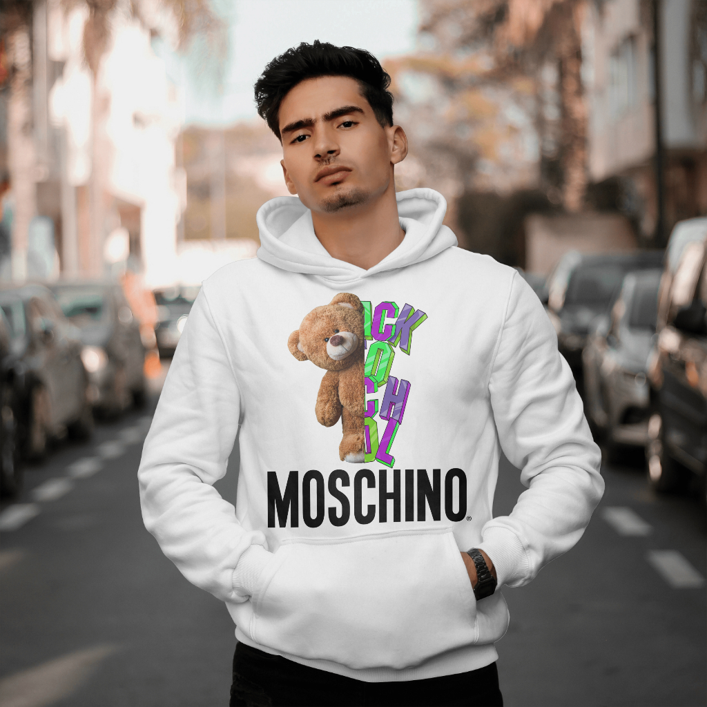MOSCHINOスウェット クル パーカー プリント  綿　男女兼用