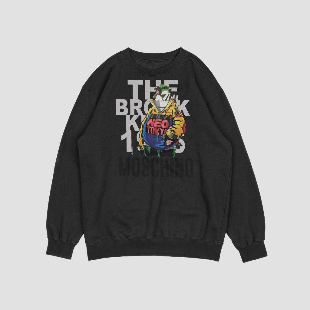 MOSCHINOスウェット クル パーカー プリント  綿　男女兼用