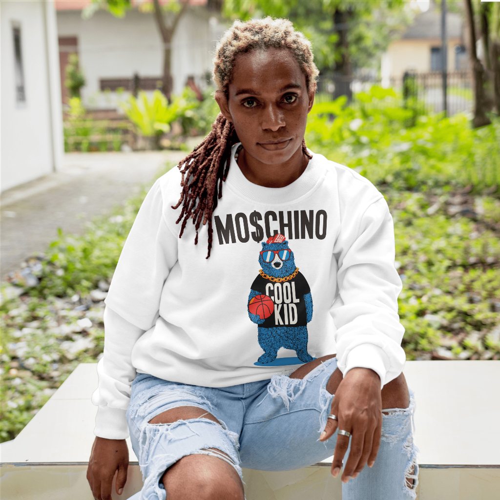 MOSCHINOスウェット クル パーカー プリント  綿　男女兼用