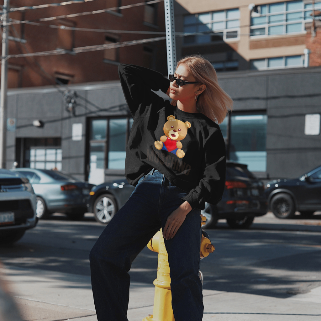 MOSCHINOスウェット クル パーカー プリント 綿 男女兼用