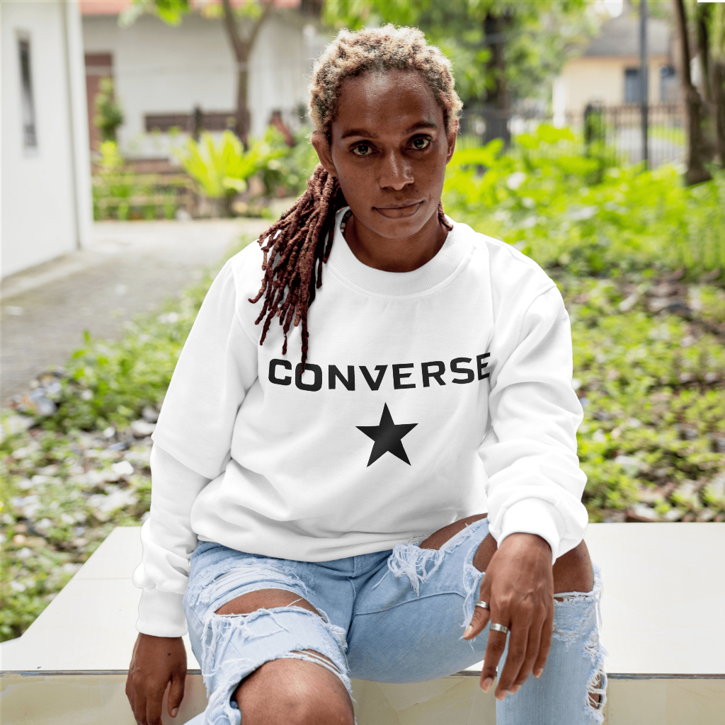 Converseスウェット クル パーカー プリント 綿 男女兼用