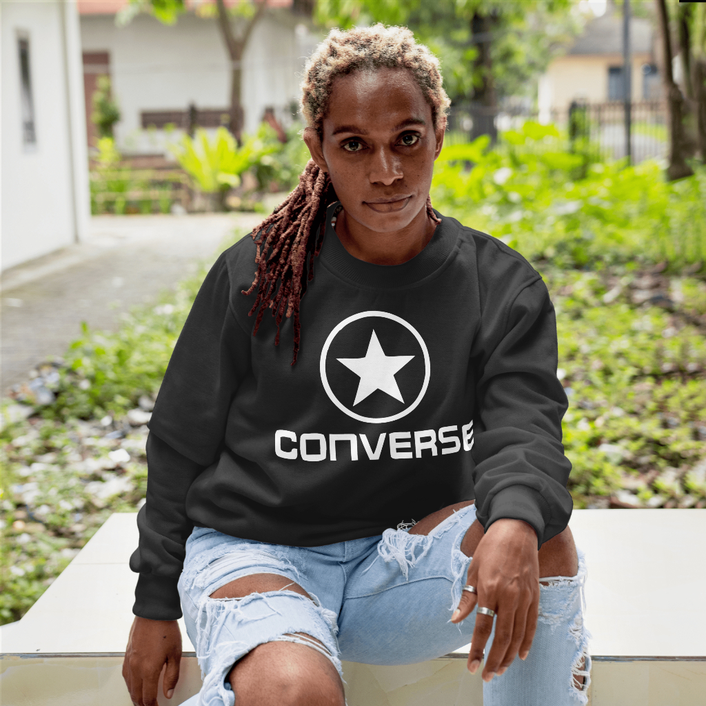 CONVERSEスウェット クル パーカー プリント  綿　男女兼用