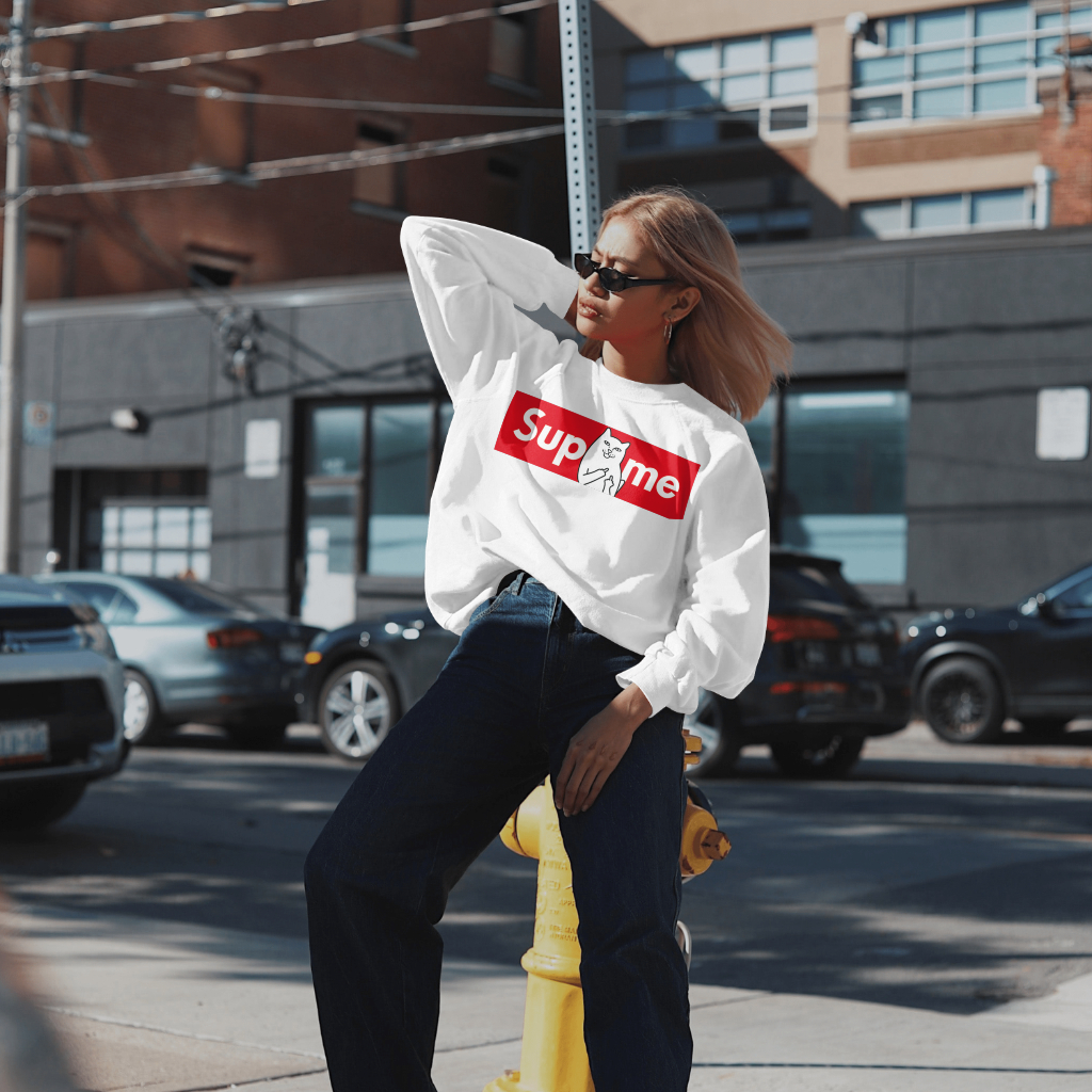 Supremeスウェット クル パーカー プリント  綿　男女兼用