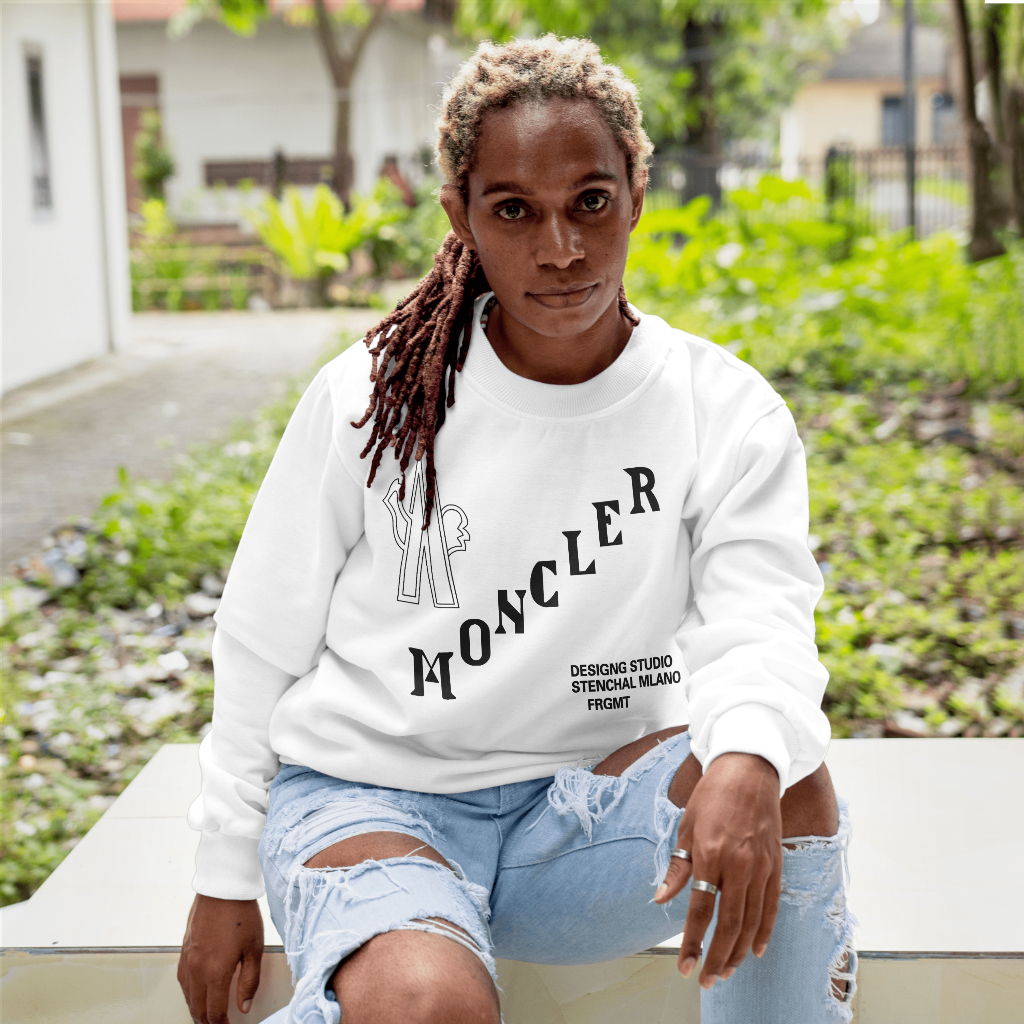 MONCLERスウェット クル パーカー プリント  綿　男女兼用
