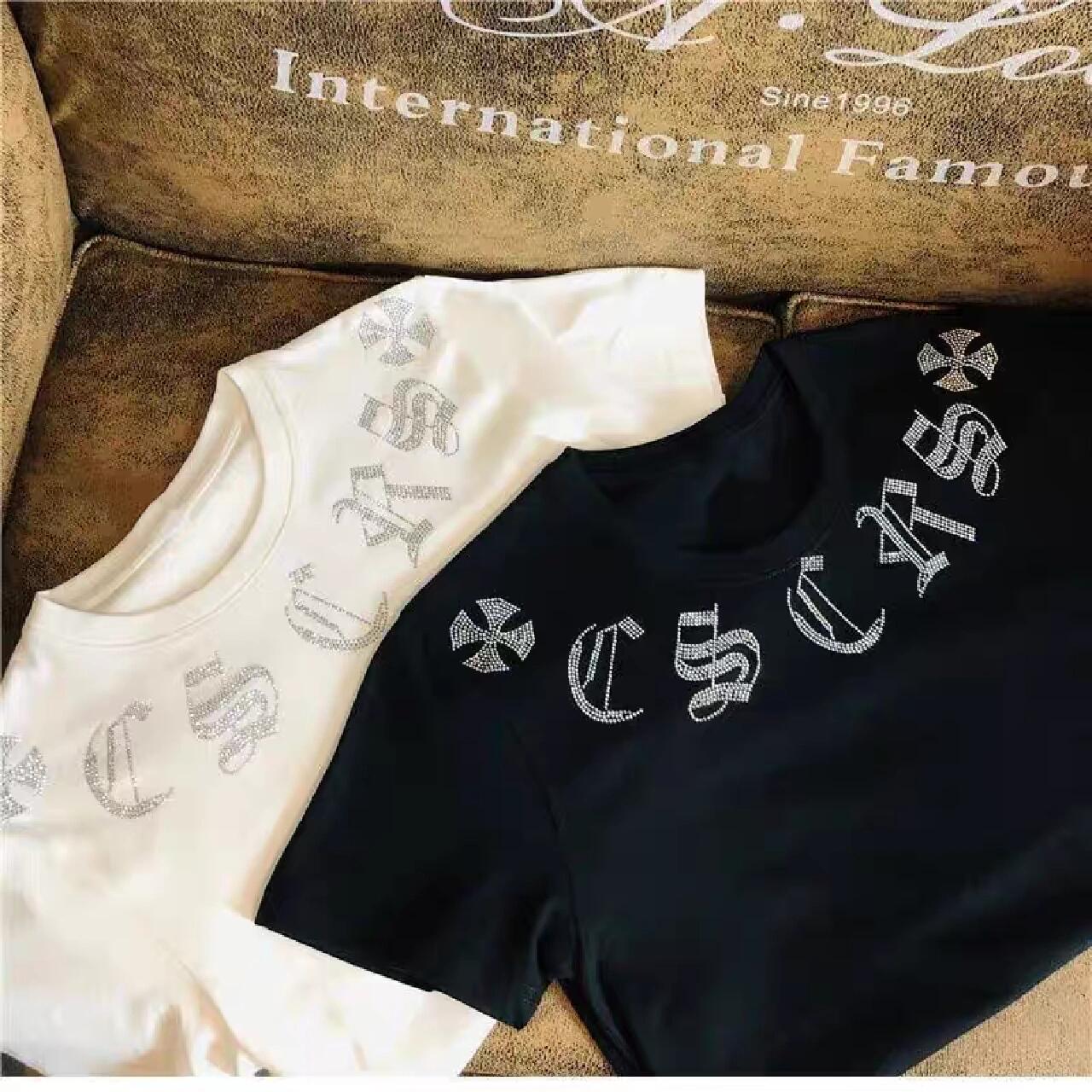 【Chrome Hearts】クロムハーツ Tシャツ サンスクリット文字 クロスラインストーン 半袖